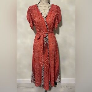 🍂 Lulu's Coral Ruffled Midi Sundress